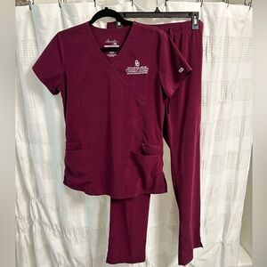 OU College of Nursing Uniform BUNDLE - scrubs X2, white coat, collared shirt